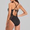 CHARMLEAKS Women One Piece Swimsuit Mesh Swimwear Deep V Swimwear Bandage Sexy Monokini Bathing Suit