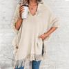 Women's Autumn and Winter Casual Loose V-neck Pullover Mid-length Sweater
