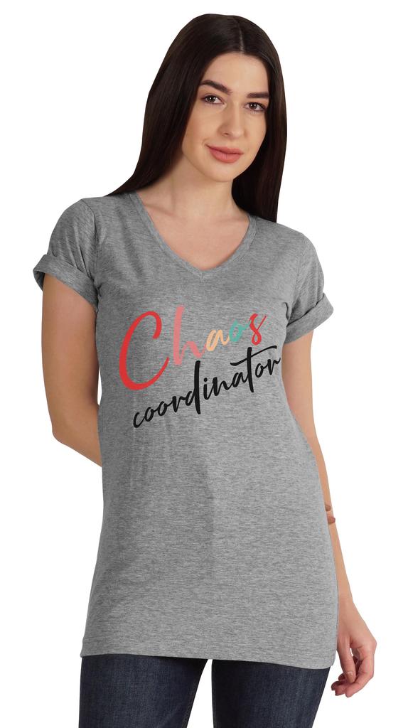 Inkmeso V-образный вырез Chaos Coordination футболка Топы для мамы Графический принт Женщины