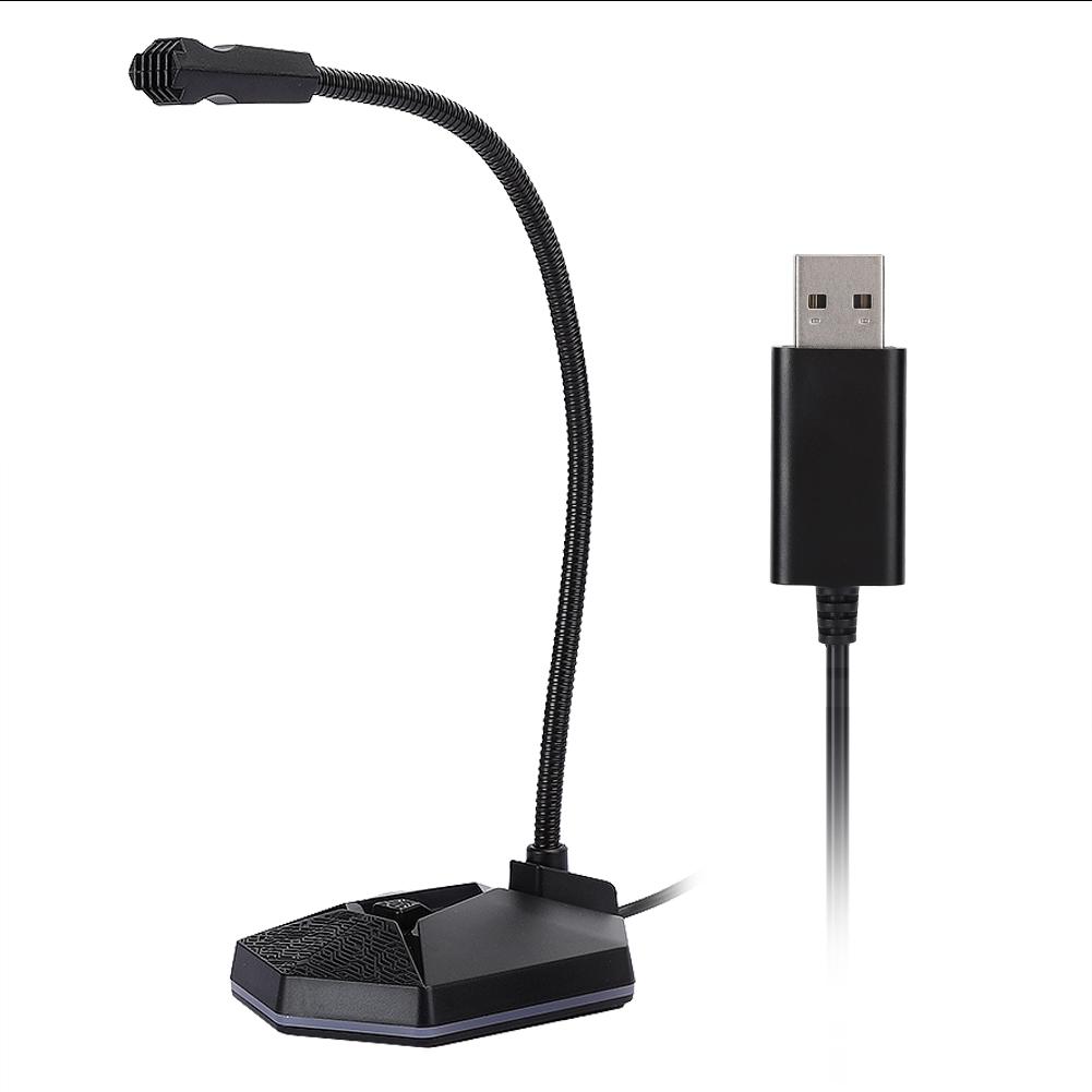 Компьютерный микрофон RGB USB Гибкий 360 градусов Всенаправленный Без драйверов ПК Настольный микрофон