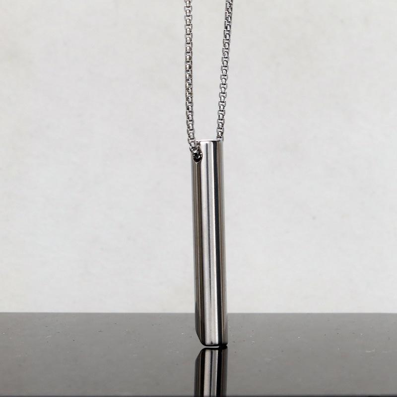 Stylish Titanium Steel Long Whistle Necklace - Regulates Breathing and Eases Stress