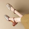 Simple Retro Bag Head Hollow Thick Heel One-word Buckle Women's Sandals New Summer Color Matching High-heeled Women's Shoes