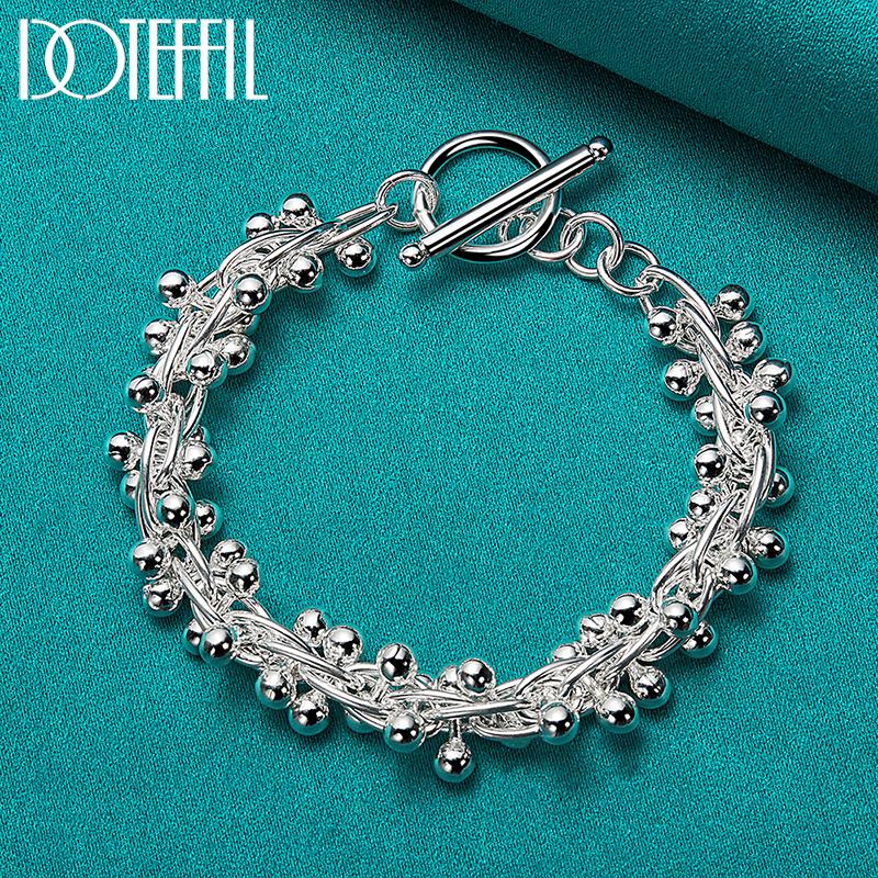 Браслет из виноградных бусин Серебряные украшения с подвесками