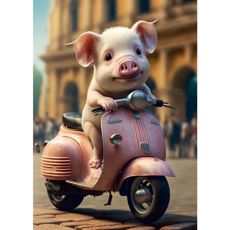 Lovely Pink Pig Canvas Poster Cute Baby Animal Wall Art Picture for Living Room Bedroom Playroom Club Bar Modern Home Decor Gift