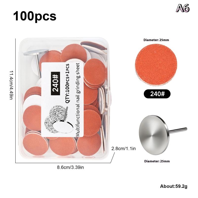 Набор дисков-пилок для маникюра и педикюра с металлическим держателем. Сменные самоклеящиеся диски для шлифовки. Ремонтный набор.