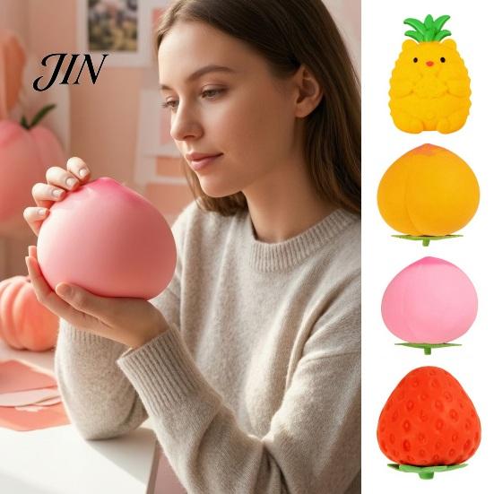 Anxiety Relief Ball Fake Fruit Stress Toy, Peach Pineapple Strawberry Squeeze Shaped Giant Sensory Fidget Toy for Home Office School Portable Reliever
