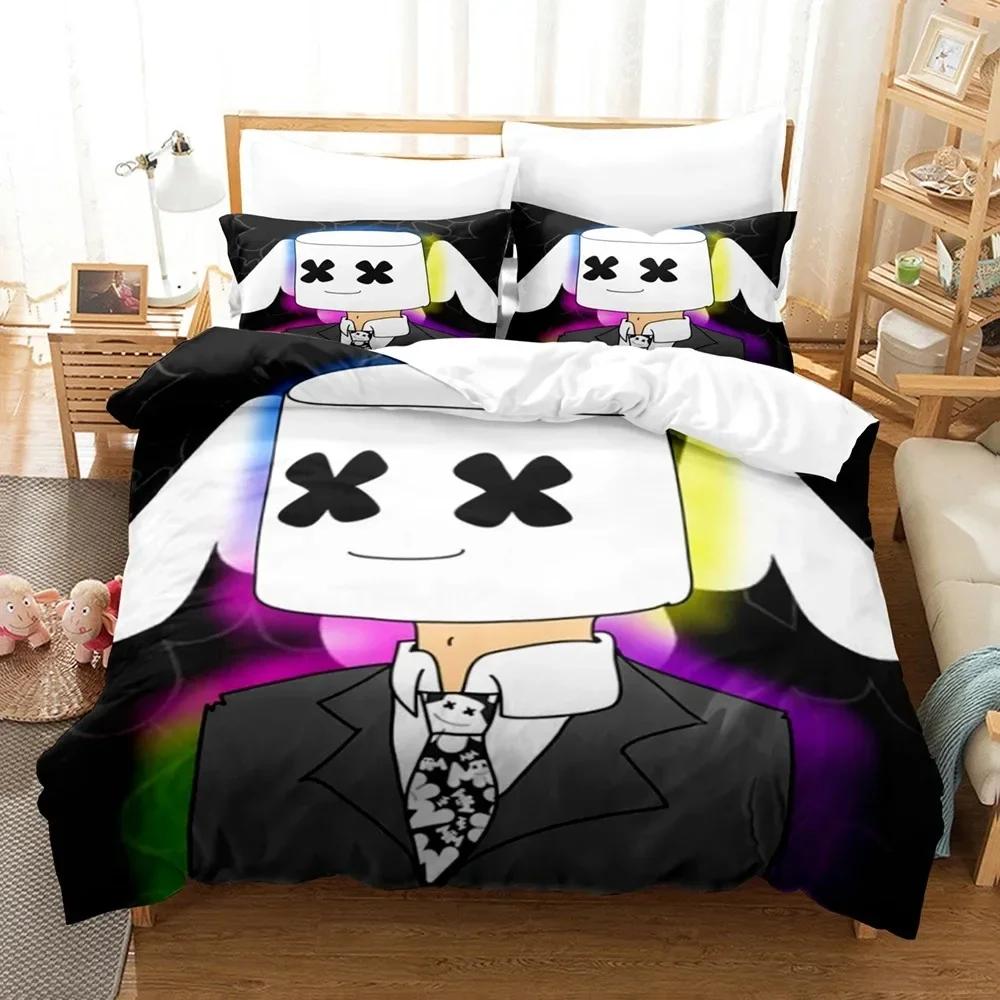 DJ Marshmello Bedding Set Single Twin Full Queen King Size Hip Hop Bed Set Aldult Kid Bedroom Duvetcover Sets 3D Print 035