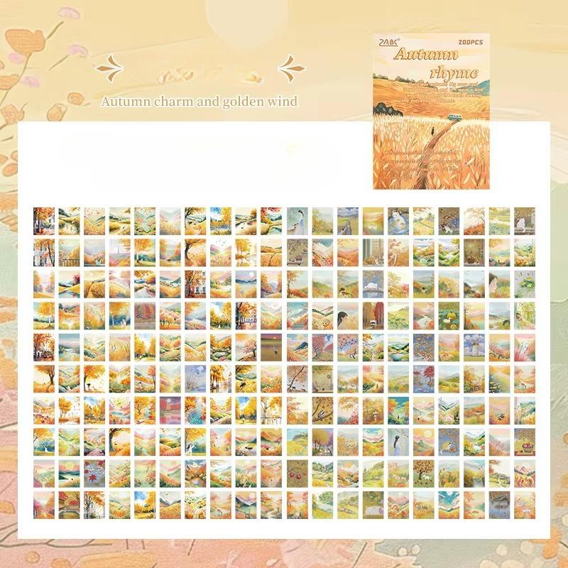 200 Sheet Four Seasons Landscape Material Paper Decor Diary Album Scrapbooking Material Background Paper Junk Journal Supplies