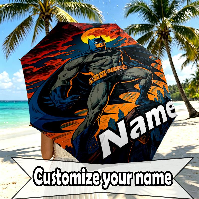 Custom Name Personalized Transformers Print Umbrella, Auto Open Close, 8‑Rib Sturdy Frame, Commute Camping Hiking Use, Birthday Gift