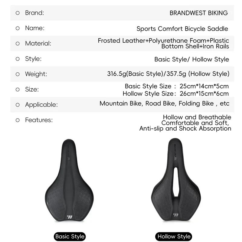 Bicycle Saddle Hollow Breathable Soft Seat Cushion MTB Shock Absorbing Non-Slip Leather Road Bike Lightweight Saddle