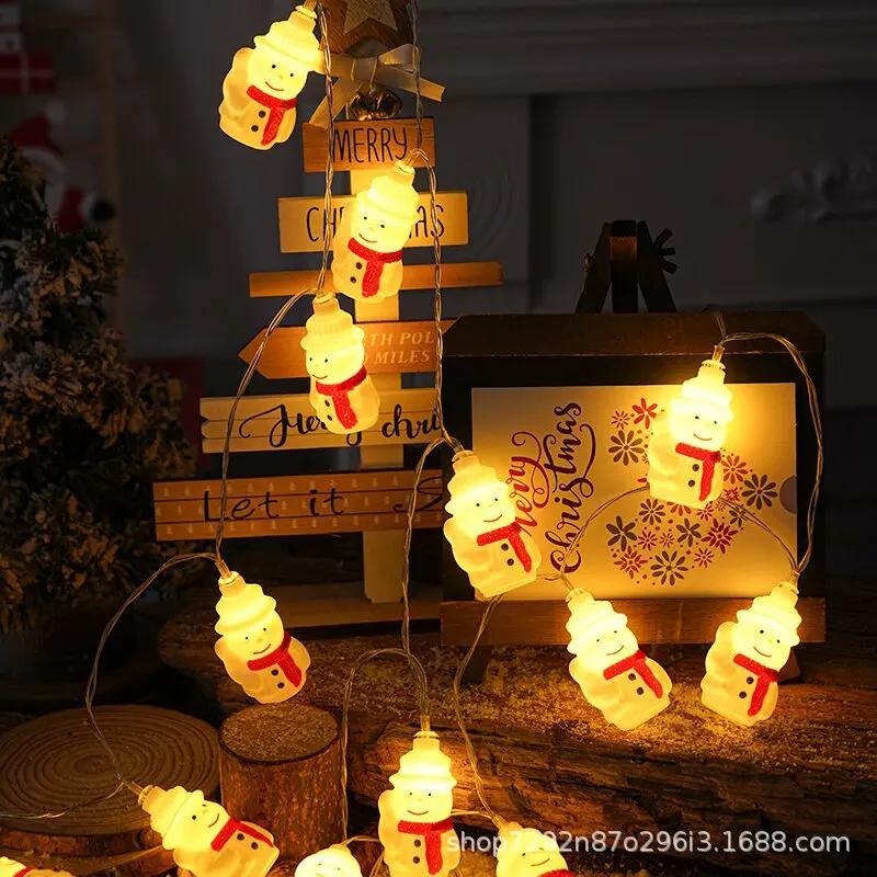 Светодиодные гирлянды Рождественская шапка Снеговик Украшение Светильники Рождественские гирлянды
