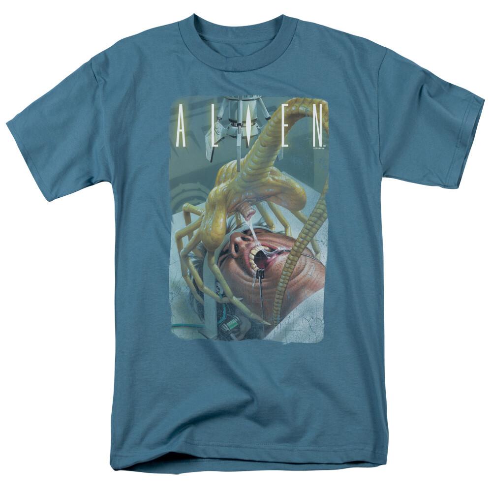 Alien Slobber T-shirt Mens License Movie SciFi Horror Classic Tee Slate