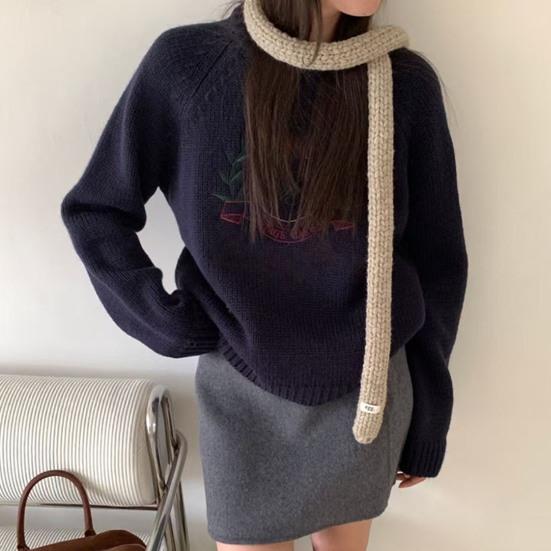 Женский вязаный шарф однотонный тонкий длинный шарф теплый мягкий на ощупь шарф уличный домашний зимний аксессуар