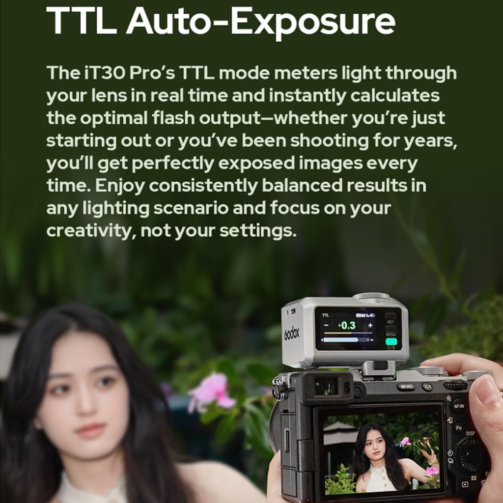 Godox iT30Pro C TTL Flash Canon Recycle 560 Touchscreen Speedlite iT30Pro-C (for Cameras), GN15, 1.5-Second Time, Full-Power Flash, 1/8000 HSS, 2.4G