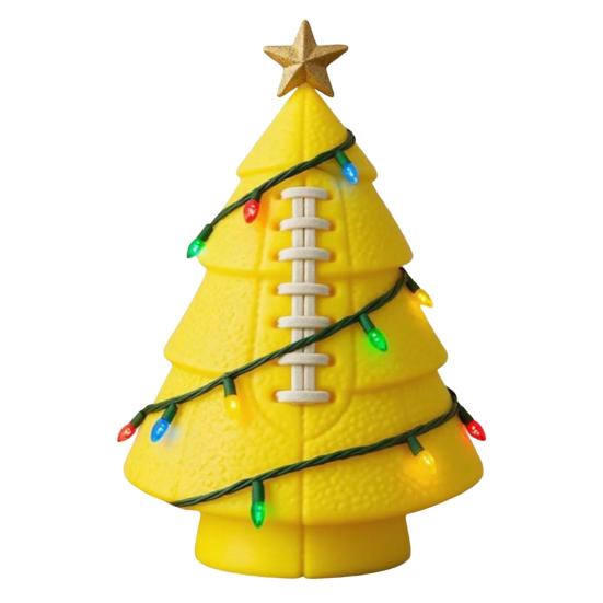 Вдохновленная спортивным мячом рождественская фигурка елки, изготовленная вручную из искусственной кожи, настольное украшение в форме дерева с золотой звездой на верхушке для праздничного домашнего декора