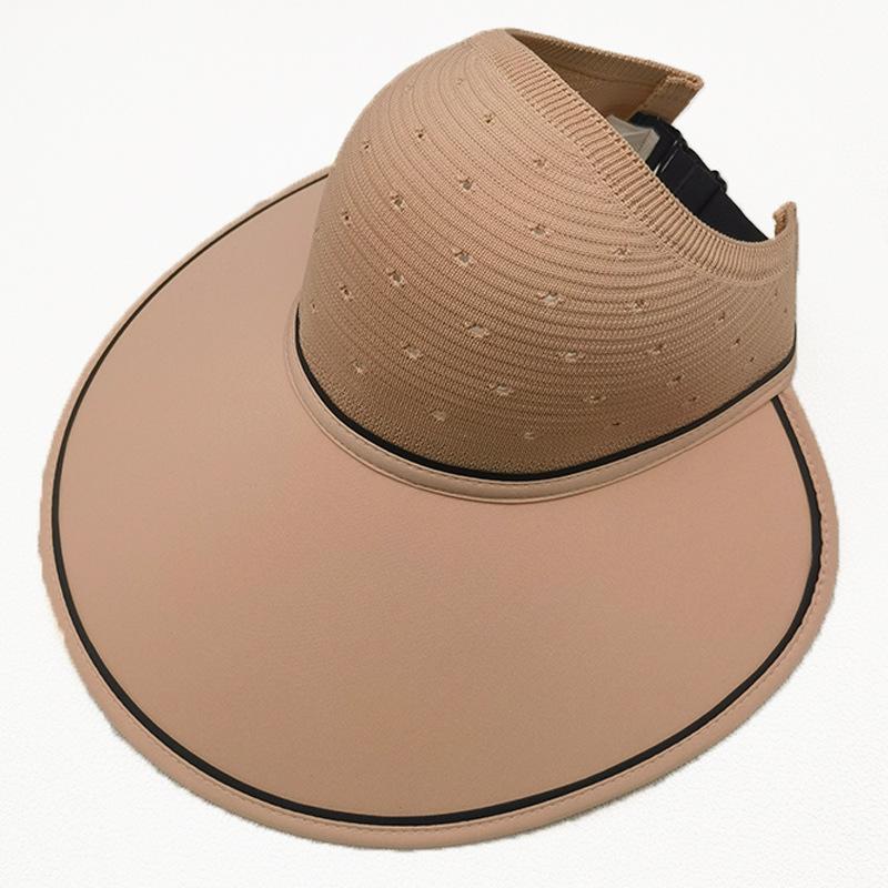 New summer men's and women's sun hats empty top sun protection breathable large brim knitted splicing sun hat