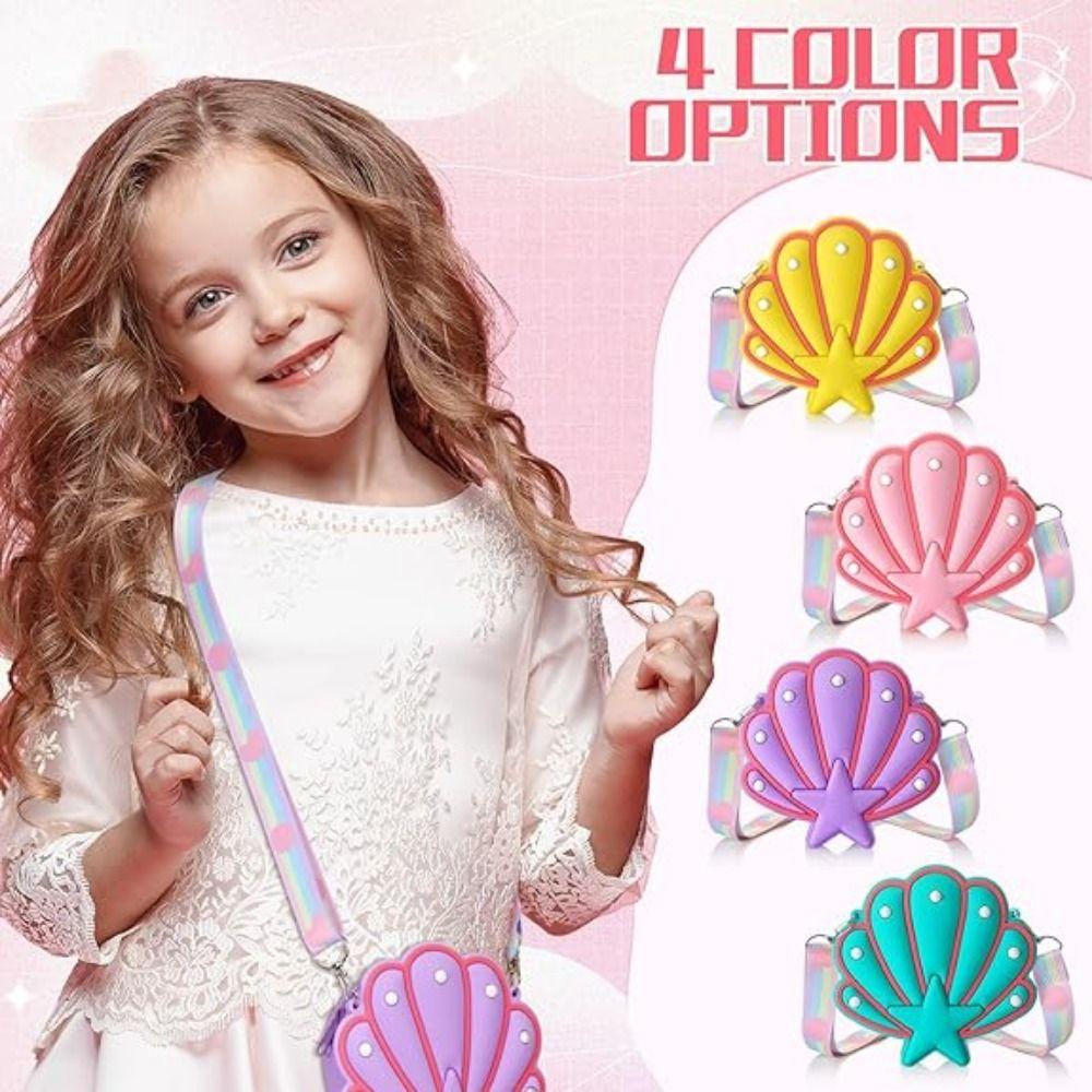 Water-proof Shell Coin Purse Soft Seashell Crossbody Pouch Portable Silicone Shell Bags Travel