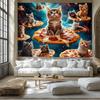 Adorable Galaxy Pizza Cats Tapestry Kittens Riding Pizza In Space Wall Art Kids Room Dorm Decor Suitable Offices Bars Party