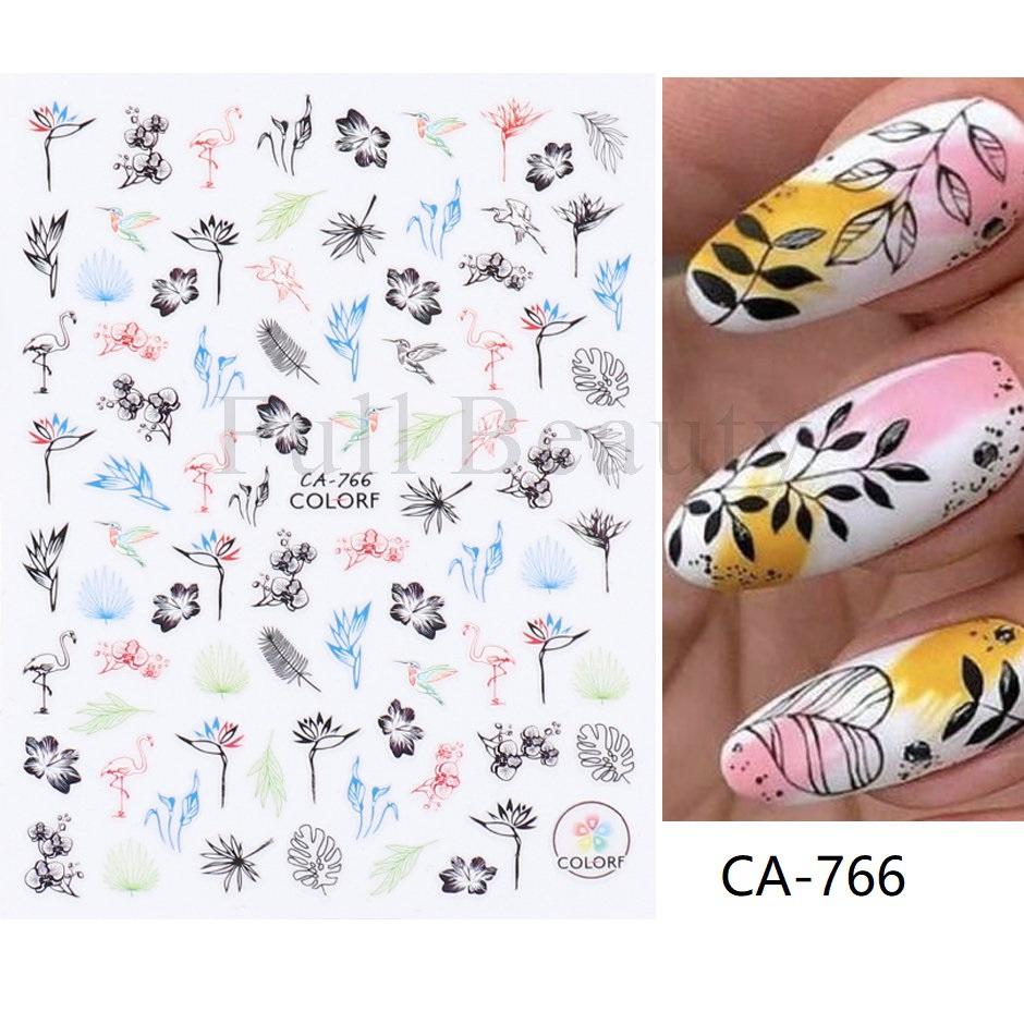 1шт 3D наклейки для ногтей Цветочные растения Nail Art Наклейки Цветочные листовые весенние ползунки Маникюрный декор