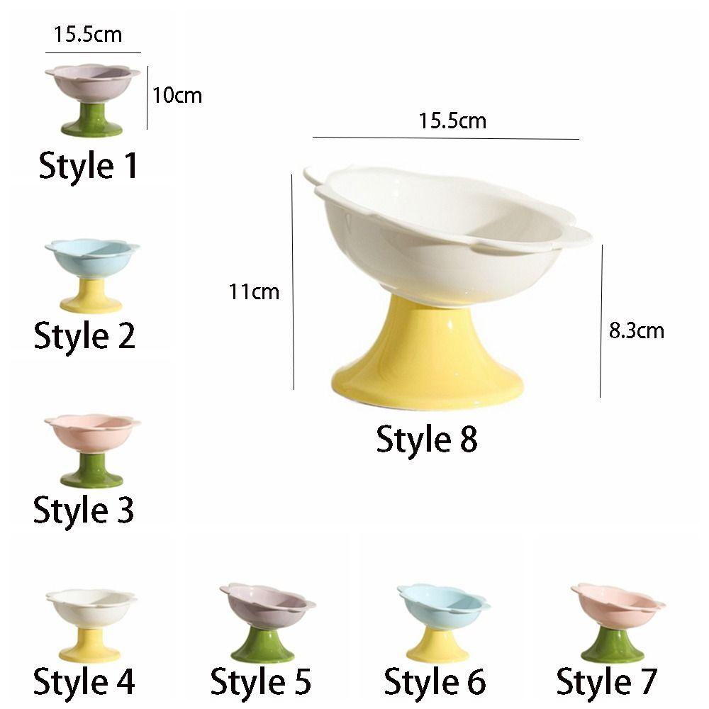 With Flower Design Cat Bowl Ceramic Dog Food Feeding Basin Pet High Foot Bowl  Kitten Puppy