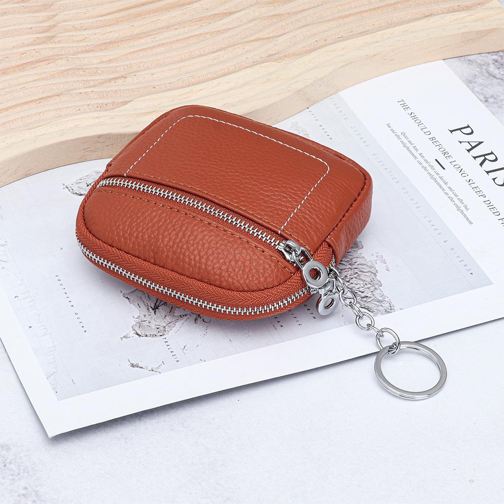 Женский мини-кошелек для монет из натуральной кожи на молнии - Компактное хранение водительского удостоверения, помады и наушников.