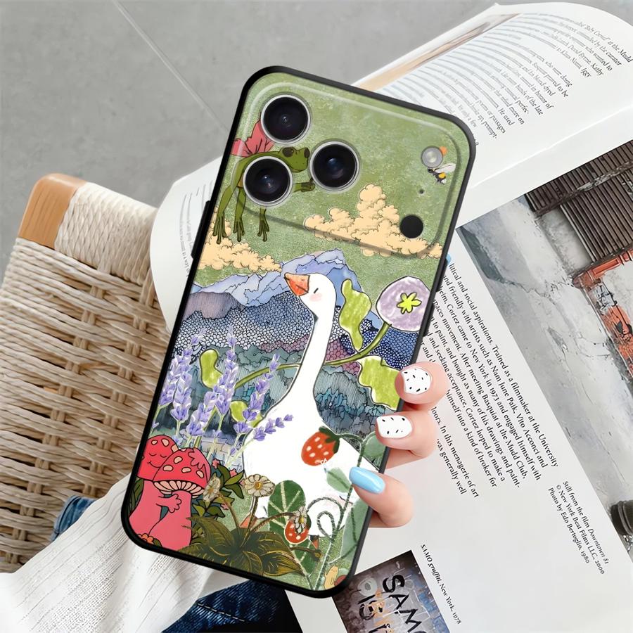 Мультяшный чехол Утка Кошка для Apple iPhone 17 Pro Max 15 Pro 7 8 XR XS MAX 14 11 16 13 12 Air Funda Чехол для телефона