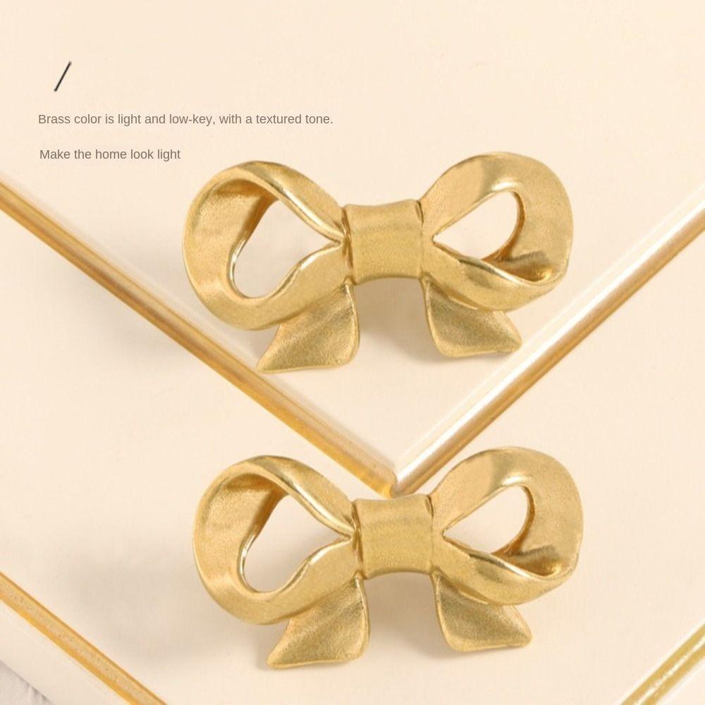 Retro Bow Tie Brass Handle Luxury Wardrobe Drawer Pulls Creative Cabinet Door Knobs  Cupboard