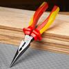 Изолированные плоскогубцы с длинными иглами, 200 мм, 1000 В, для электромобилей, твердость губок от HRC58 до 62, двухцветная противоскользящая ручка