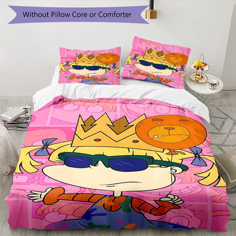 3pcs Rugrats in paris4 Design Cover Set - HD Printed Bedding with 1 Cover and 2 Pillowcases - Perfect for Home and Dorm Decor