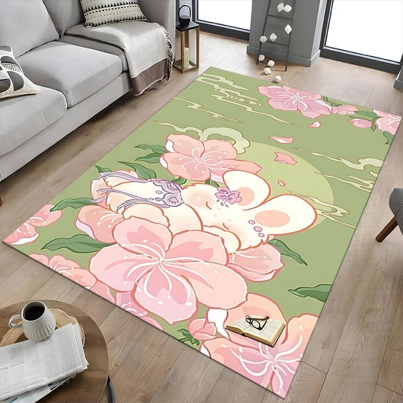 1PC Floral Bunny Carpet Ultra Soft, Thick & Absorbent, Non Slip Machine Washable Mat for Entryway
