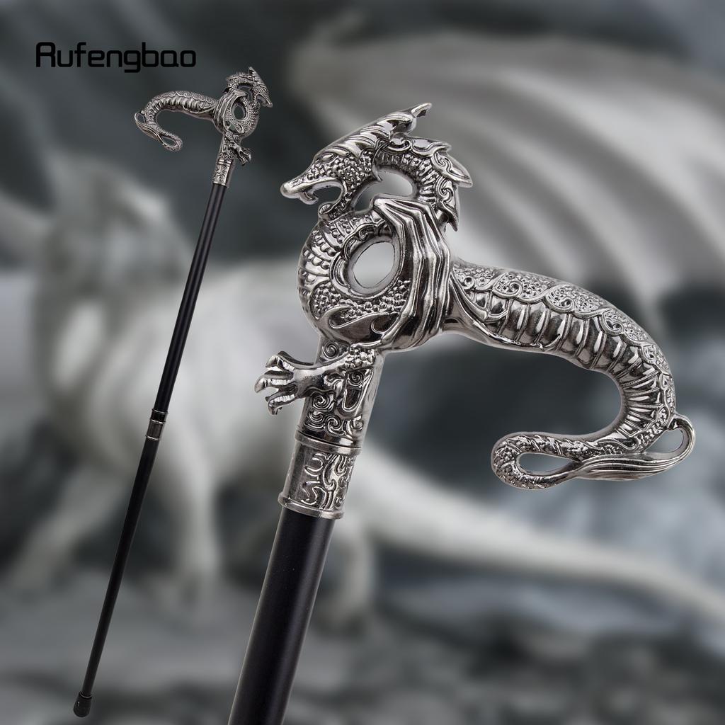 Серебряная роскошная трость с драконом, модная декоративная трость, элегантная трость для джентльмена, ручка для трости для косплея, 93 см