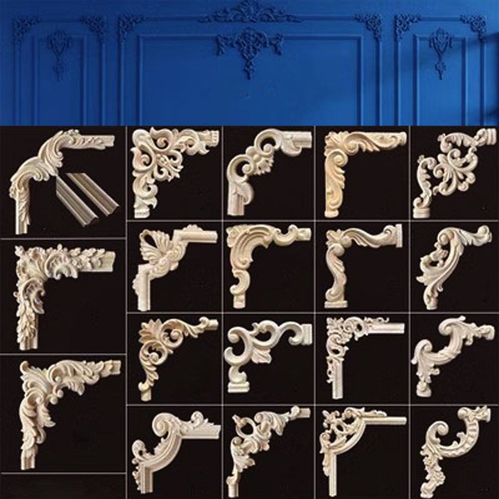 Деревянные фигурки в нескольких стилях, поделки, натуральные цветочные угловые аппликации, рама, украшение на стену, дверь