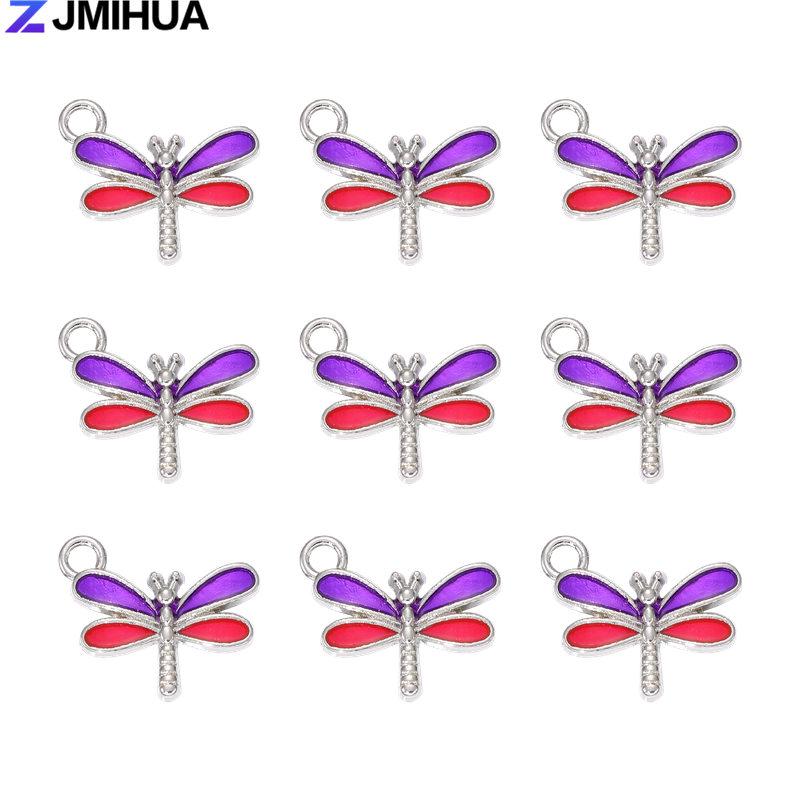 15PCS Enamel Colorful Dragonfly Charms Pendant Supplies For DIY Handmade Earrings Bracelets Jewelry Making Findings Accessories