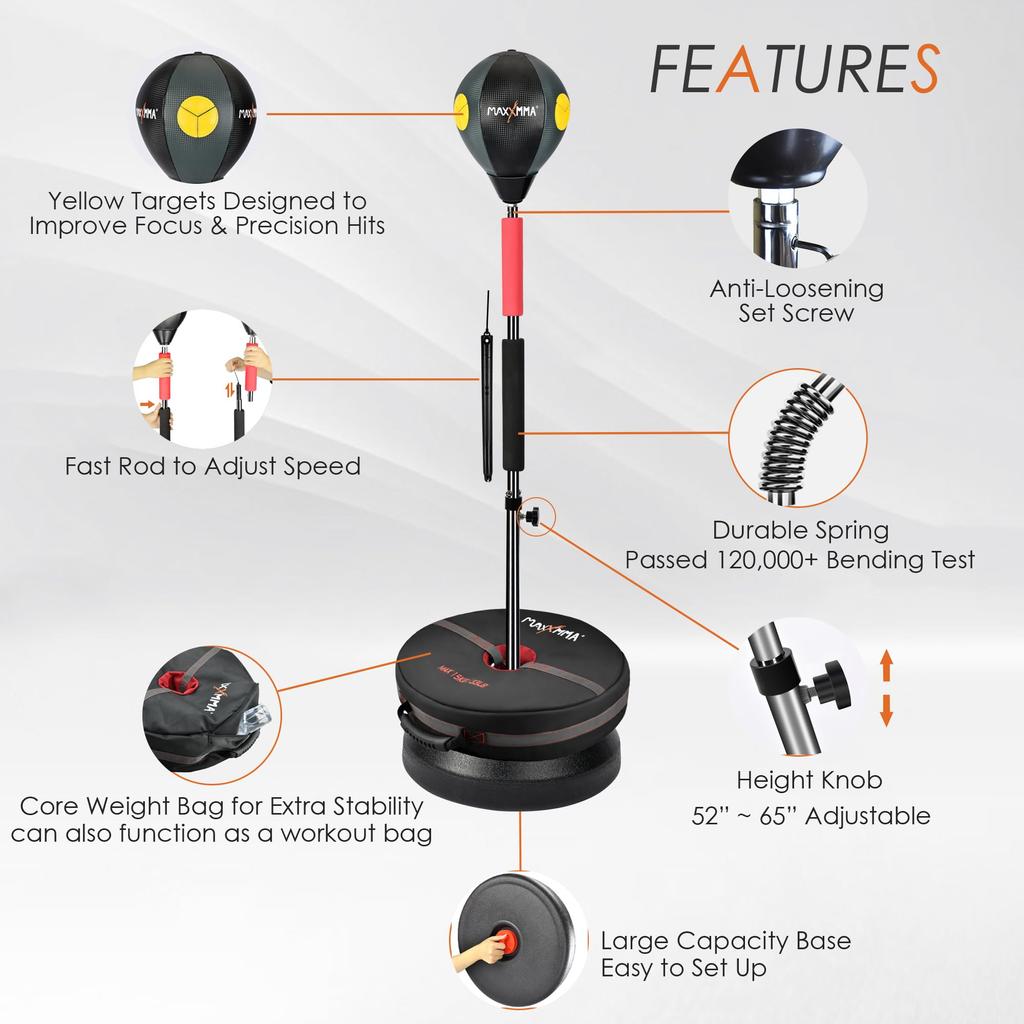 MaxxMMA боксерская груша Cobra Reflex Bag Speed Регулируемая высота отдельно стоящая боксерская груша Бокс ММА Тренировки Домашний тренажерный зал Тренировочное оборудование 2.0