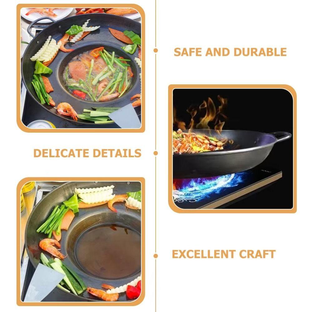 Anti-scald Flat Skillet Efficient Heat Distribution Griddle Pan with Handle  Breakfast Cooking