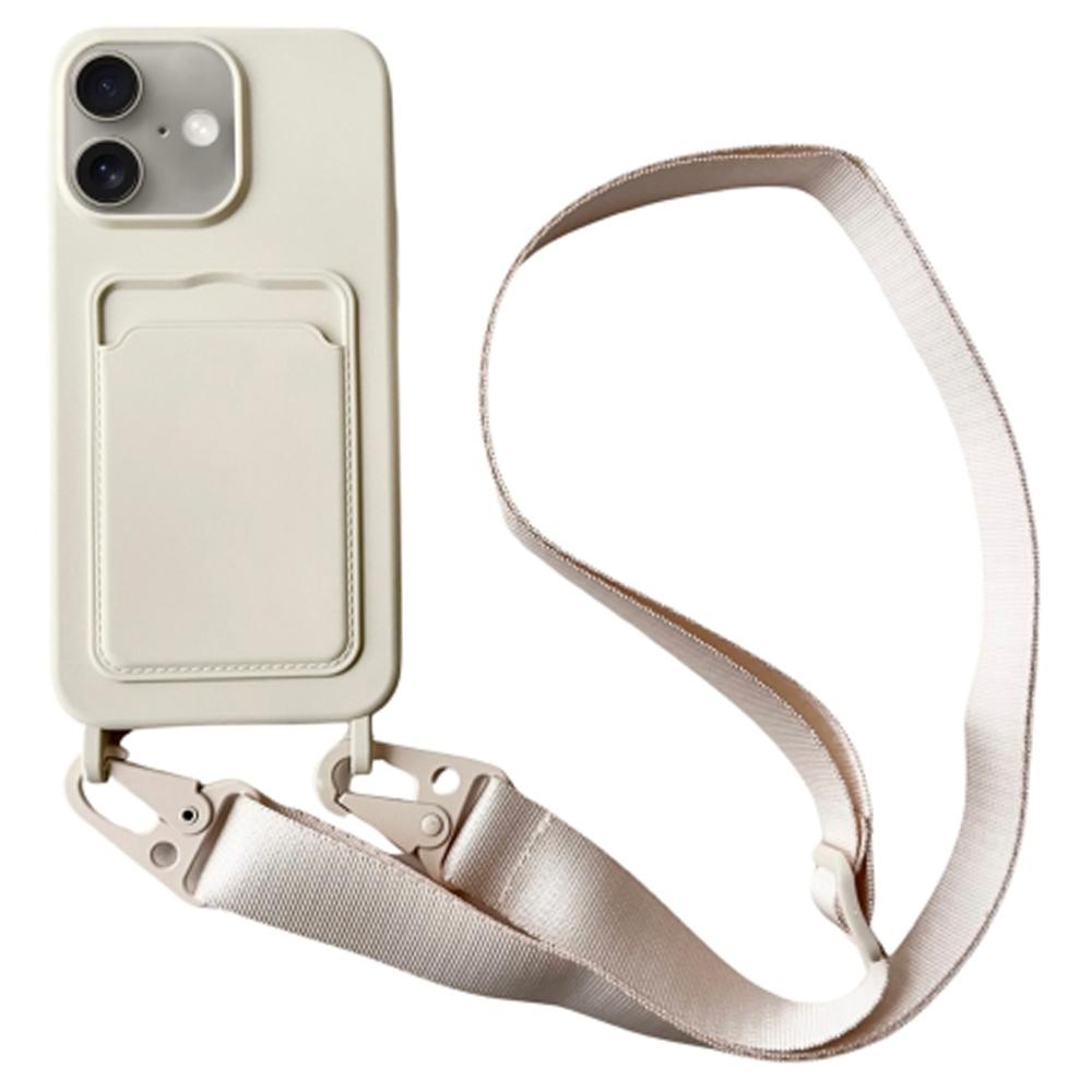 Чехол для iPhone 16 Жидкий силикон Слот для карт Мягкая накладка для телефона со шнурком