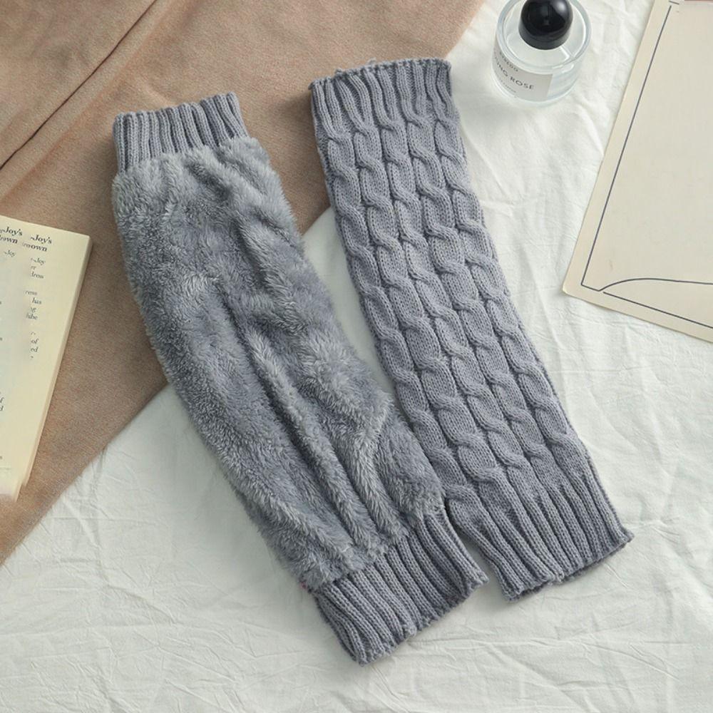 Double-Layered Women Leg Warmers Twist Pattern Ankle Warmer Knitting Leg Warmers  Autumn Winter