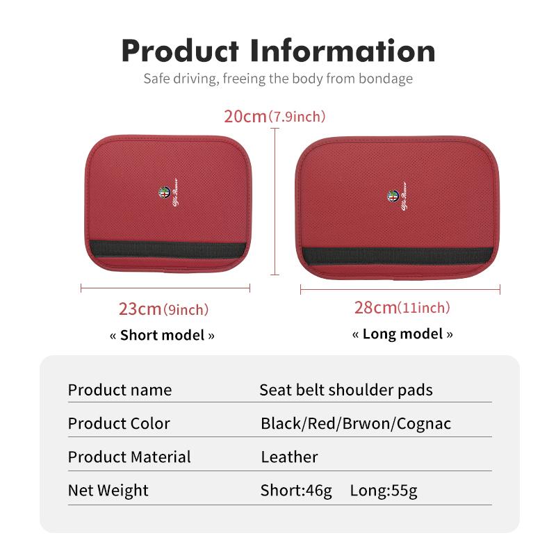 Leather Car Safety Belt Shoulder Cover Protection Padding Pad For Alfa Romeo 159 Giulietta Giulia 147 Mito 156 159 166 GT jkl123