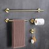 Brushed Gold Wall Mounted Hand Towel Bar 304 Stainless Steel Round Toilet Paper Holder Robe Towel Hooks Bathroom Accessories Kit