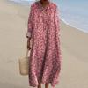 Women's Summer Flower Print Dress V Neck Short Sleeve Loose Beach Party Dresses Holiday For Women Robe Femme