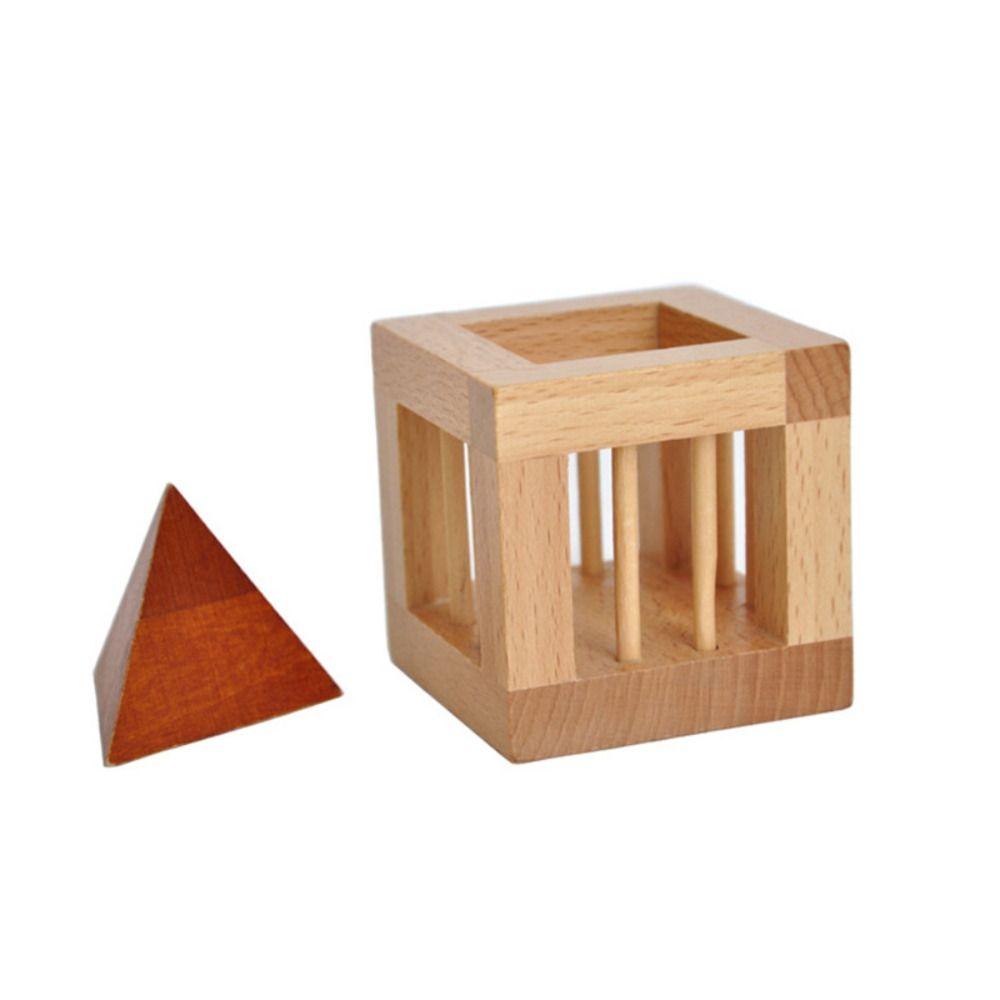 Triangle Wooden Brain Teaser Puzzle Cage Unlock Cage Apart Triangle Luban Lock Adult Kids Toys