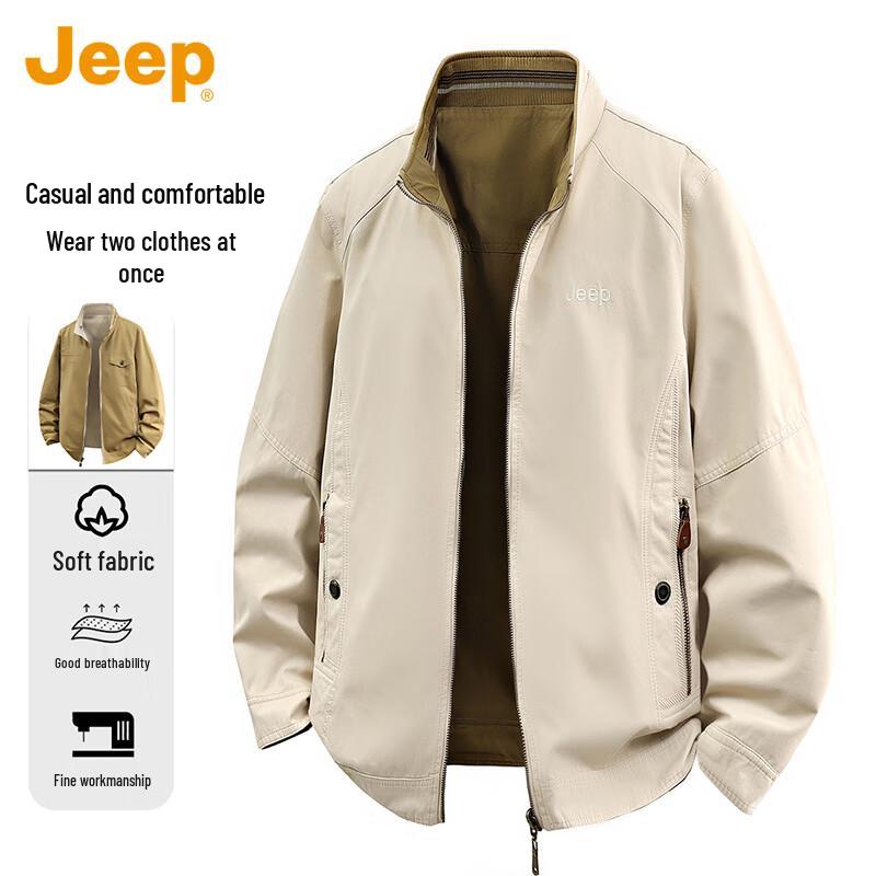 Jeep Мужская двусторонняя повседневная куртка со стойкой (2025 Осень/Зима)