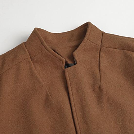 Men Suit Coat, Solid Color, Slim Fit, Single Breasted, Thicken, Trench Coat, Autumn Winter, Windproof, Woolen Jacket