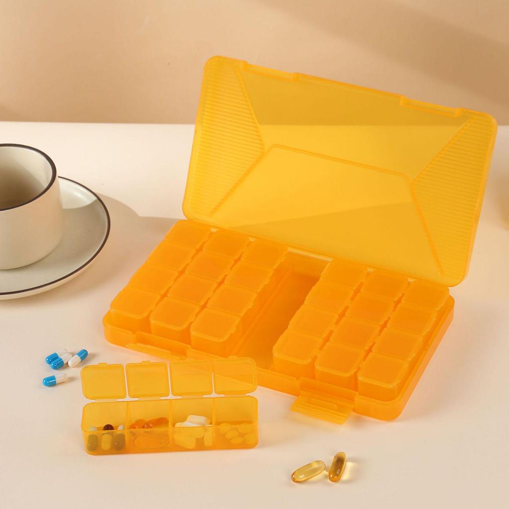 Weekly Pre-Portioned Pill Box for Elderly - Portable 3 Meals a Day Organizer