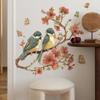 Оптовая продажа съемных веток персикового цвета в китайском стиле и наклеек для украшения стен дома с птицами и бабочками