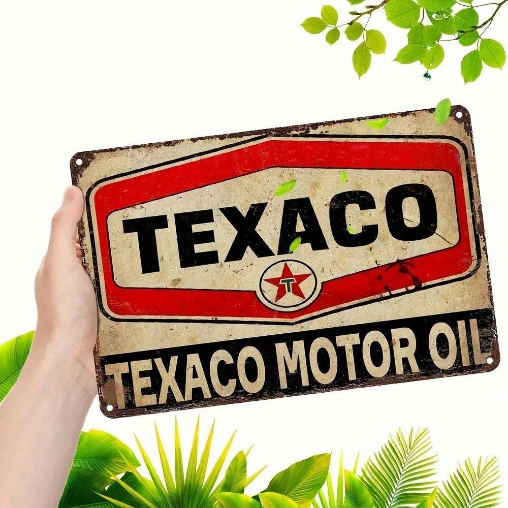 Винтажная металлическая жестяная вывеска Texaco Ретро Декор стены гаража Американский паб Бар Мужская берлога Искусство