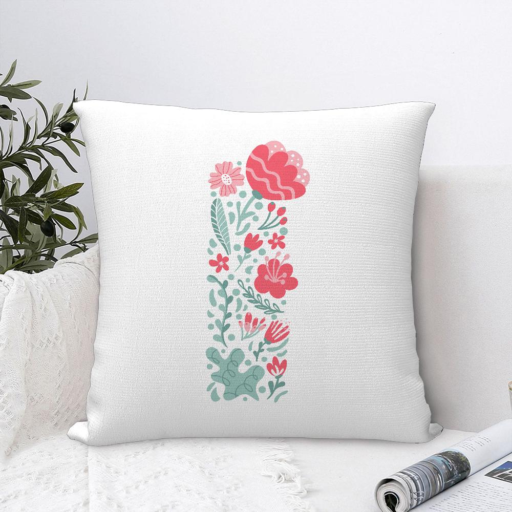 Cute Floral Letter Pillow Case Sofa Decorative Home Double-sided Printing Short Plush Cushion Cover Throw Pillow Cover Gifts