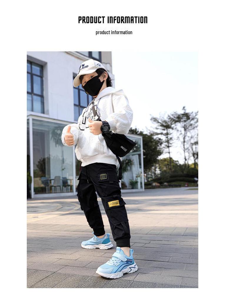 Кроссовки детские из дышащей сетки весна/осень 2024 г.: Спортивная обувь для девочек и мальчиков с полым дизайном для детей среднего и большого роста.