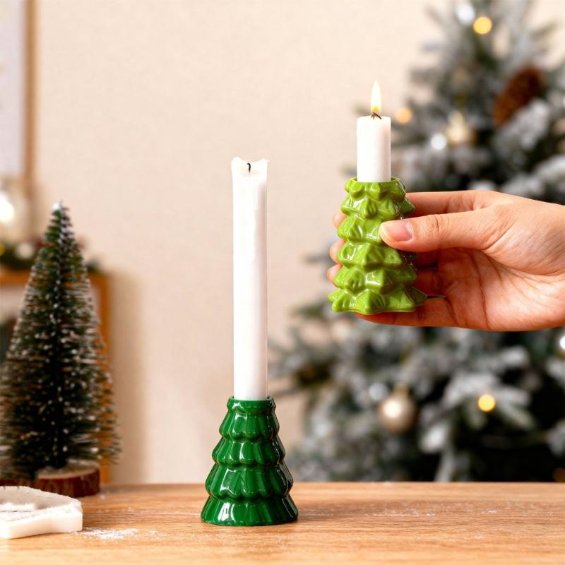 Гибкая силиконовая форма для DIY смолы, основа для подсвечника в виде рождественской елки, поделки с декором из сушеных цветов