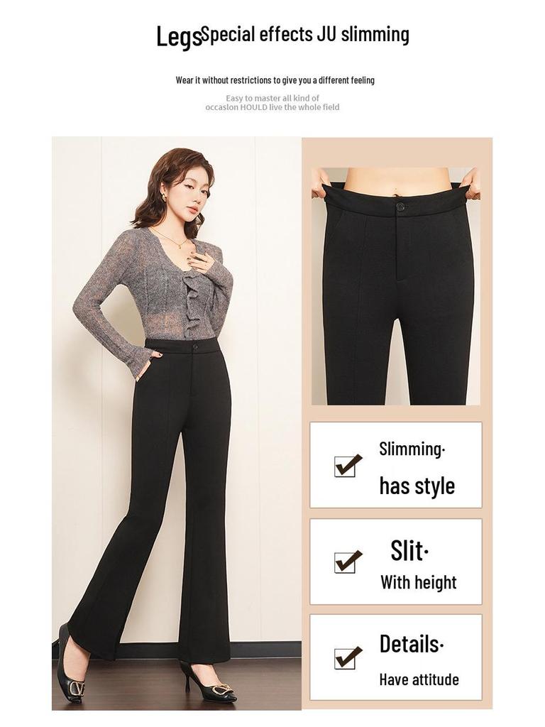 2026 Spring Bestseller Women's Slimming Black Split Flared Pants
